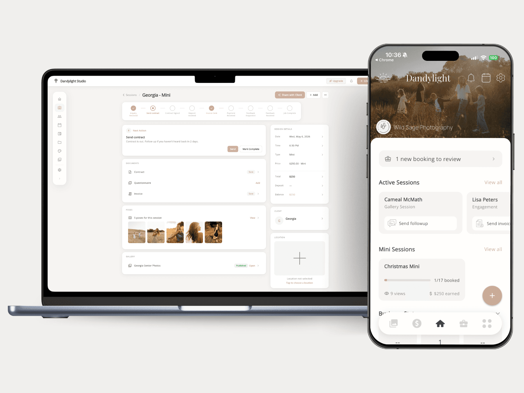 Dandylight job and client list view